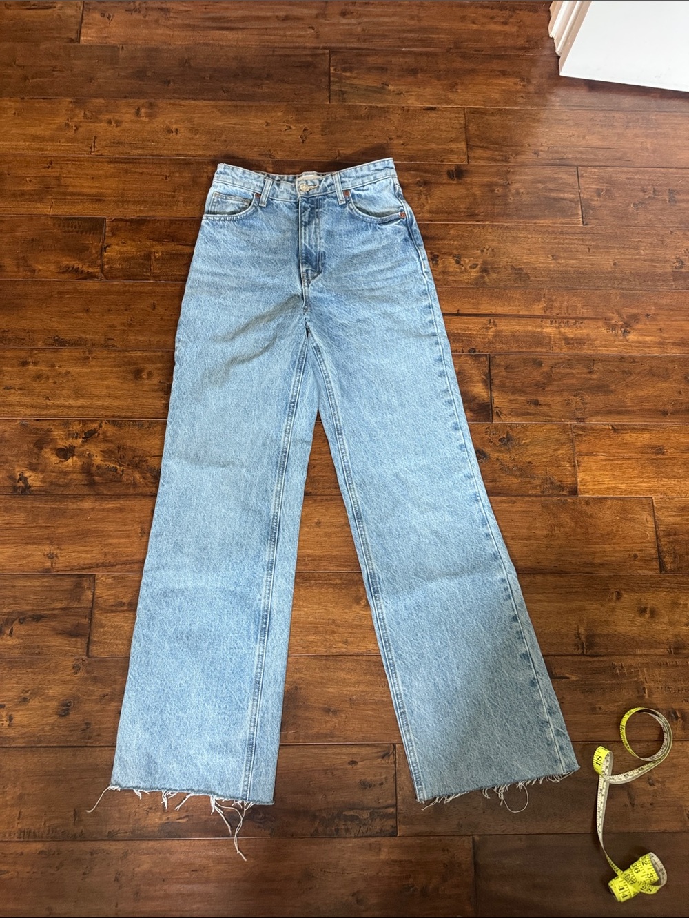 Zara Light Blue Wide-Leg High-Rise Jeans